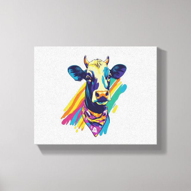 Colourful Cow , Rainbow Cow Design  Canvas Print (Front)