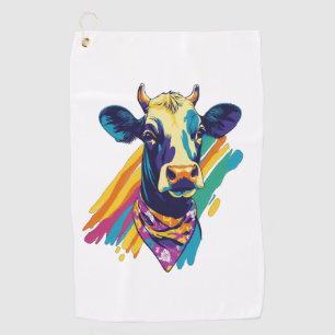 Colourful Cow , Rainbow Cow Design  Golf Towel