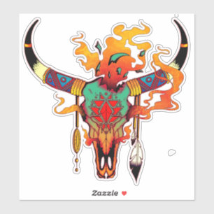 Colourful Cow skull