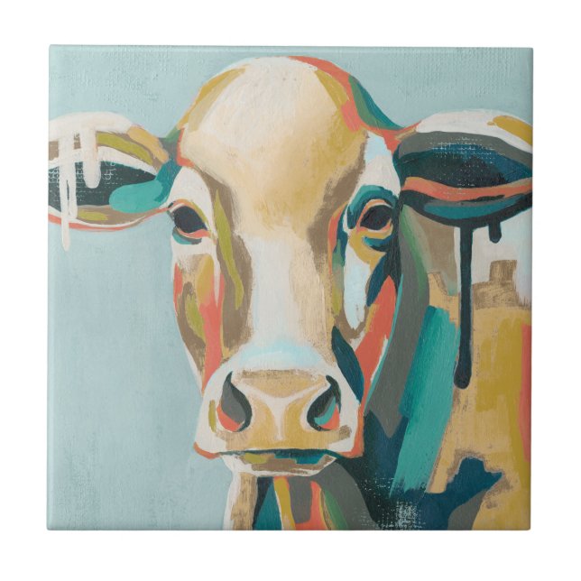 Colourful Cow Tile (Front)