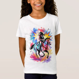 Colourful Cowgirl Horse Watercolor Pop Art T-Shirt