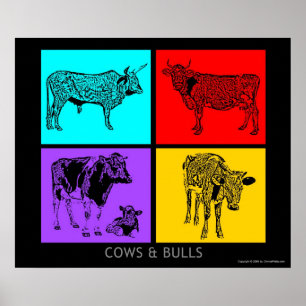 Colourful Cows Poster