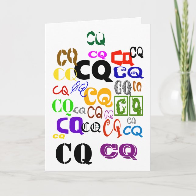 Colourful CQ Ham Radio Greeting Card (Front)