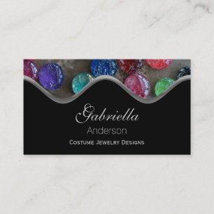 Colourful Crackled Cabochon Jewel Business Cards