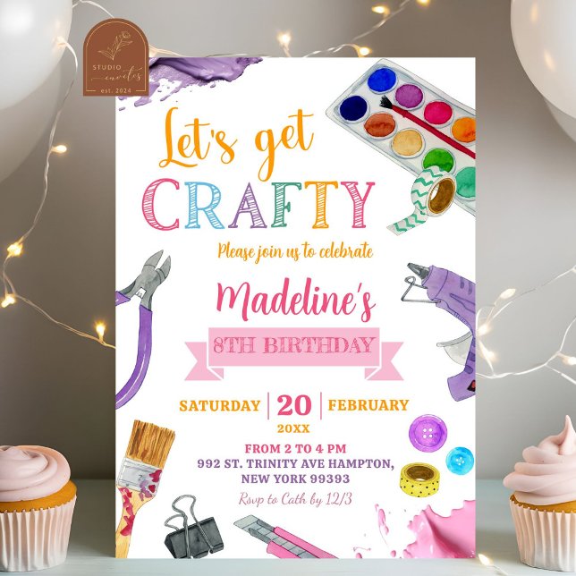 Colourful Crafty Girl Birthday Party Invitation (Creator Uploaded)