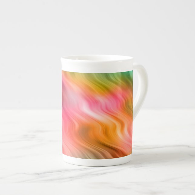 Colourful Crane Flower Wavy Texture Bone China Mug (Front Right)