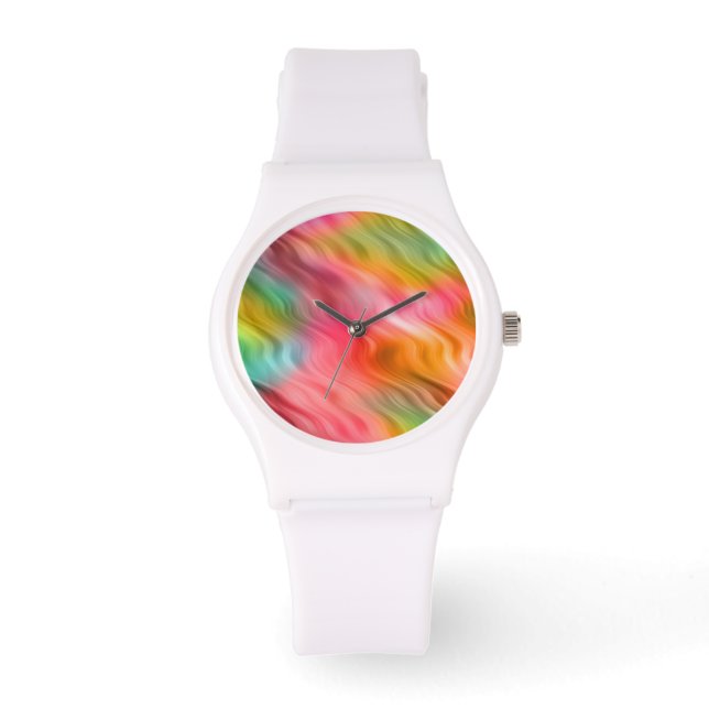 Colourful Crane Flower Wavy Texture Watch (Front)