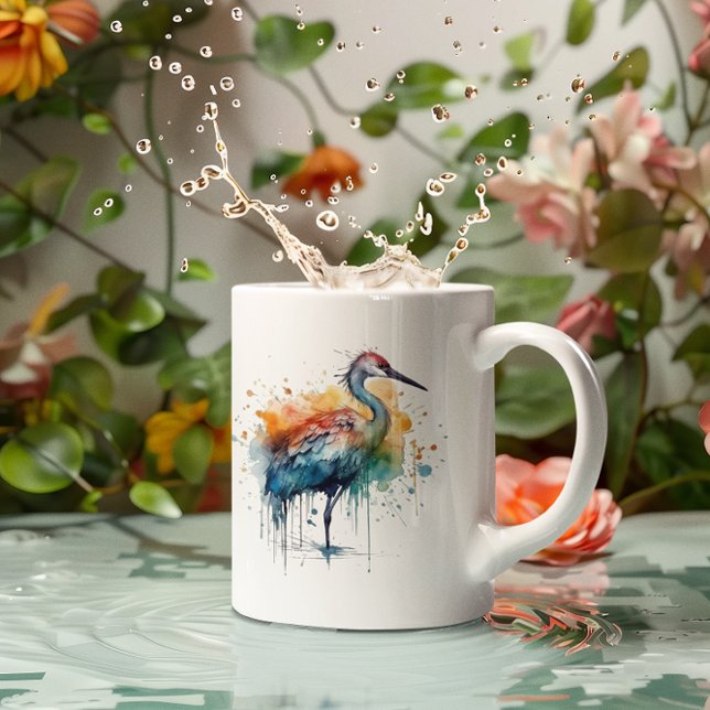 Colourful crane standing in the water  coffee mug (Creator Uploaded)