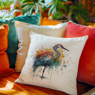 Colourful crane standing in the water cushion