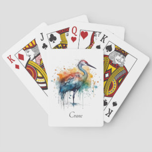 Colourful crane standing in the water playing cards