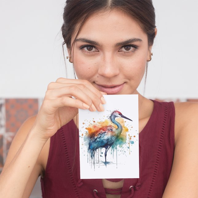 Colourful crane standing in the water  postcard (Creator Uploaded)