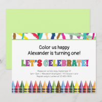 Colourful Crayon Any Age Child Birthday Invitation
