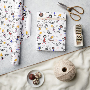 Colourful Crayon Drawing Wrapping Paper