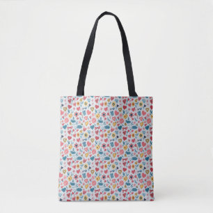 Colourful Crayon Hearts and Flowers Tote Bag