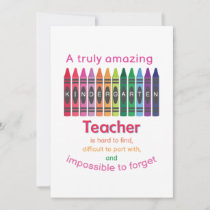 Colourful Crayon/ Kindergarten Teacher Appreciatio Thank You Card