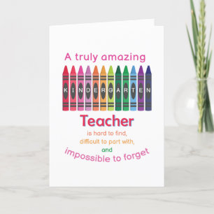 Colourful Crayon/ Kindergarten Teacher Appreciatio Thank You Card