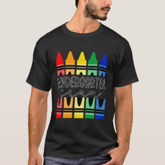 Colourful Crayon Kindergarten Team Tee For Teacher