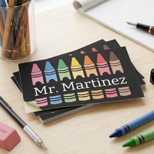 Colourful Crayon Teacher Name Classroom Design Rectangular Sticker