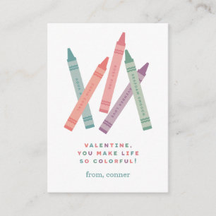 Colourful Crayons Classroom Valentine Card