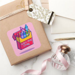 Colourful Crayons Let's Get Cray Square Sticker