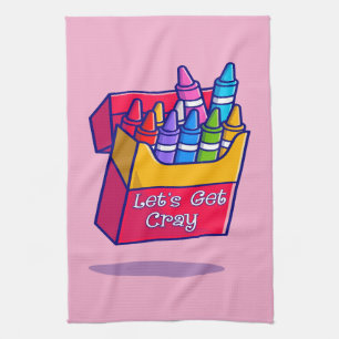 Colourful Crayons Let's Get Cray Tea Towel