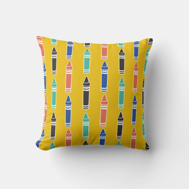 Colourful Crayons Pattern Cushion (Front)