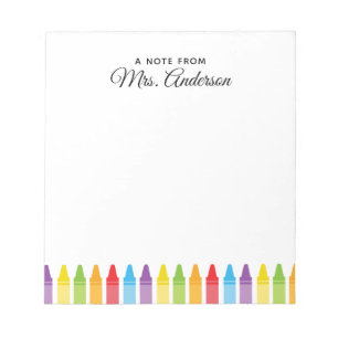 Colourful Crayons Teacher Appreciation Notepad