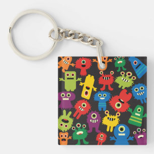 Colourful Crazy Fun Monsters Creatures Pattern Key Ring