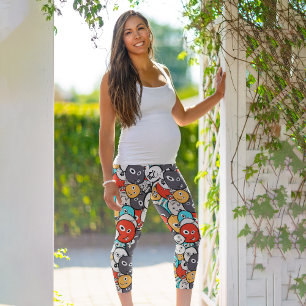 Colourful Crazy Monsters Capri Leggings
