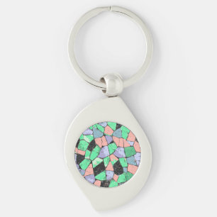 Colourful Crazy Paving Stone Pattern Key Ring