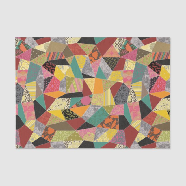 Colourful Crazy Quilt Patchwork Pattern Tissue Paper (Front)