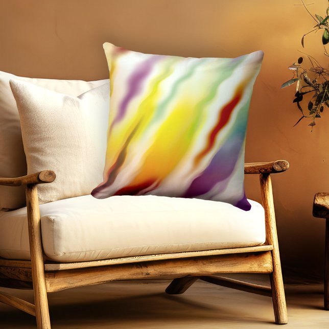 Colourful Creative Flow Abstract Pattern Pillow (Modern design pillow featuring a playful colorful abstract flow painting.)