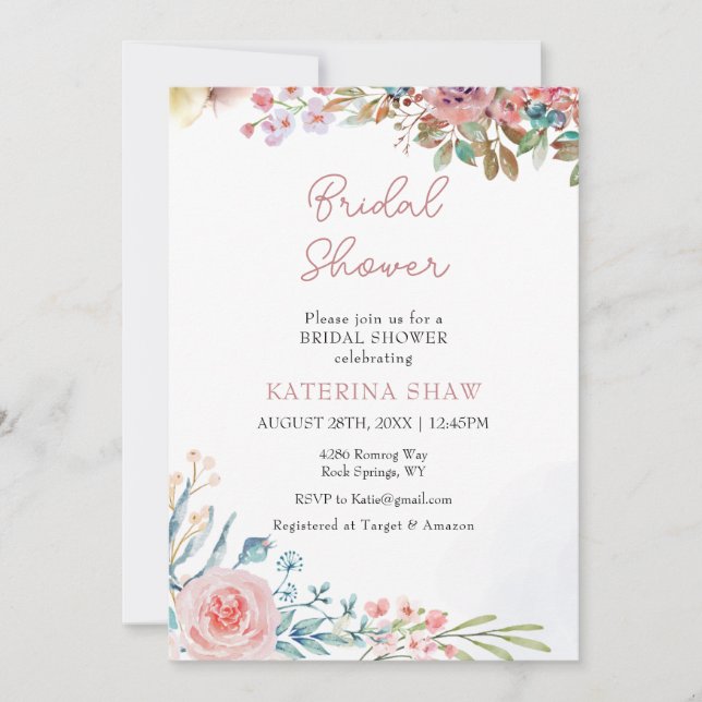 Colourful Creative Watercolor Bridal Shower Invitation (Front)