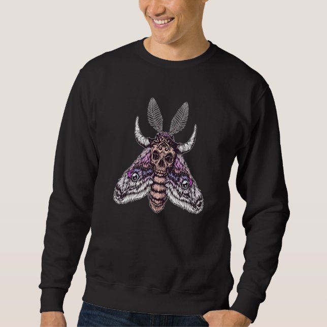 Colourful Creepy Esoteric Magical Gothic Moth Anim Sweatshirt (Front)