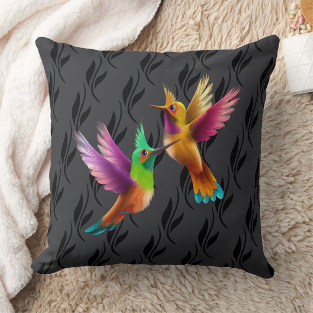Colourful Crested Hummingbirds in Flight Cushion (Blanket)
