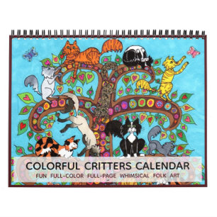 Colourful Critters Fun Cute Animals 2022 Boho Art Calendar