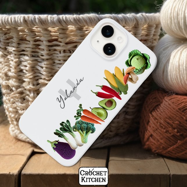 Colourful Crochet Vegetable Mushroom Collage Name Case-Mate iPhone Case (Creator Uploaded)