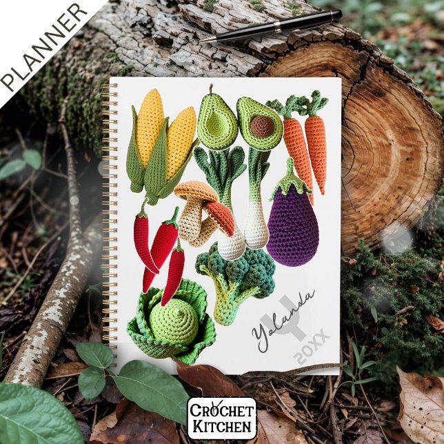 Colourful Crochet Vegetable Mushroom Collage Name Planner (Creator Uploaded)