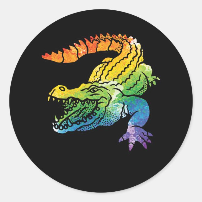 Colourful Crocodile Graphic Classic Round Sticker (Front)