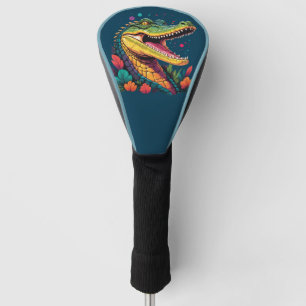 Colourful Crocodile Portrait Golf Head Cover