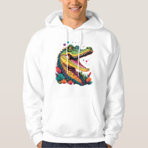 Colourful Crocodile Portrait Hoodie