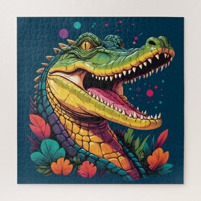 Colourful Crocodile Portrait Puzzle (Vertical)