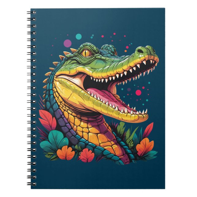 Colourful Crocodile Portrait Puzzle Notebook (Front)