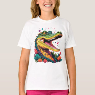 Colourful Crocodile Portrait T-Shirt