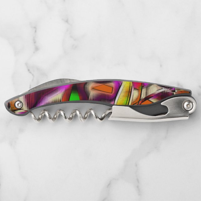 Colourful crooked cutouts pink and notched scratch corkscrew (Back)