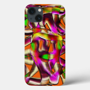 Colourful crooked cutouts with pink and carved iPhone 13 case