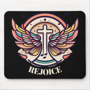 Colourful Cross Agnel Wings Rejoice Mouse Pad