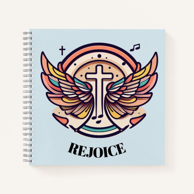 Colourful Cross Agnel Wings Rejoice  Notebook (Front)