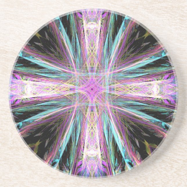 Colourful Cross of Christ Coaster (Front)