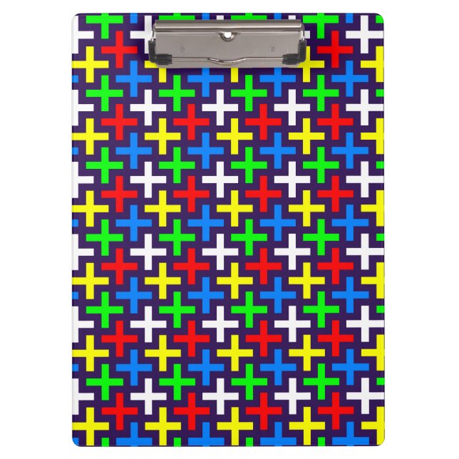 Colourful crosses pattern clipboard (Front)